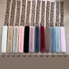 Leopard Scarf Ribbons Faux Fur Winter Wrap Collar Scarf