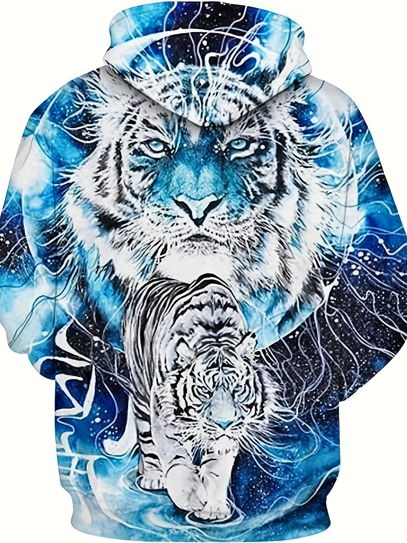 Wolf 3D Print Hoodie Men's Graphic Kangaroo Pocket Pullover