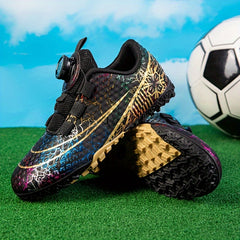 High Top Turf Football Boots Rotating Buckle Anti-Skid Breathable Soccer Cleats