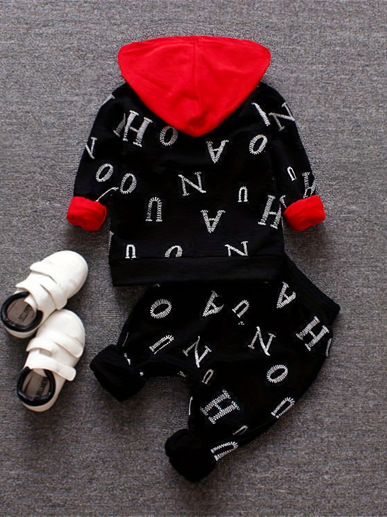 Boys Letter Print Top Coat Pants Set Spring Autumn Suit