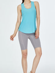 Racer Back Sports Tank Top Solid Running Fitness Workout Shirt