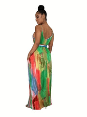 Boho Dress Women's Colorful Round Neck Cami Summer Dress