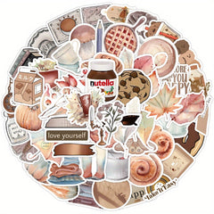 60Pcs Food Stickers For Kids, Teens & Adults Waterproof Vinyl Cartoon Stickers