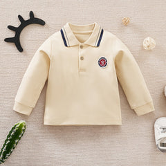 Toddler Baby Boys Lapel Pullover Top Long Sleeve Casual Sweatshirt