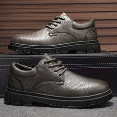 Men's Faux Leather Flat Shoes Non Slip Casual Walking Shoes