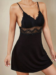 Sexy Lace Deep V Backless Slip Babydoll Women's Lingerie