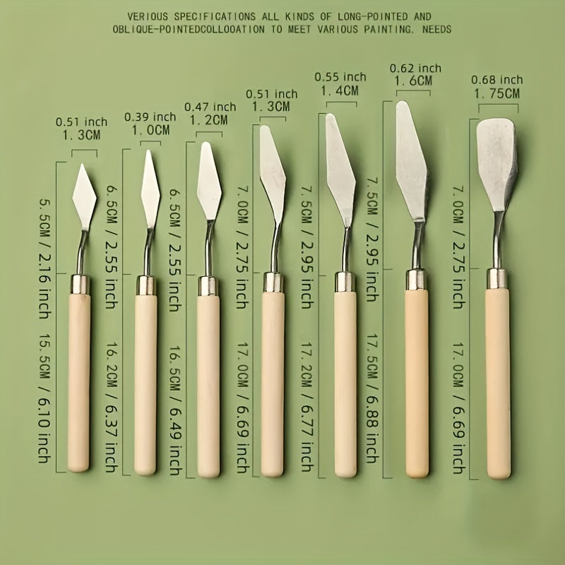 7pcs Palette Set Stainless Steel Palette Knives Painting Stick Scraper