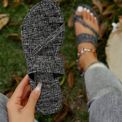Women's Flat Slides Sandals Open Toe Slip On Beach Slides