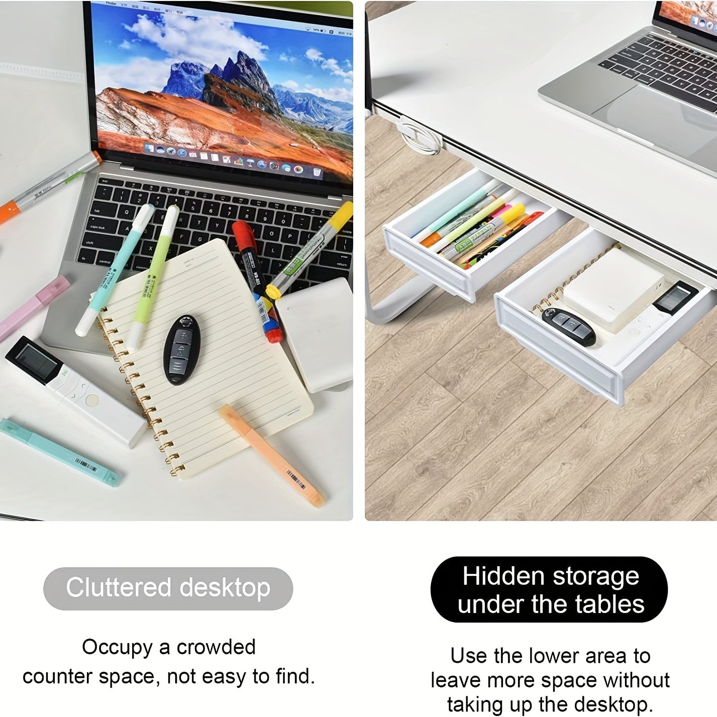 Under Desk Drawer Storage Box Slide Out Desktop Drawer Attachment