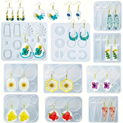10pcs Resin Earring Pendants Silicone Mold Set For Epoxy Resin Jewelry Making