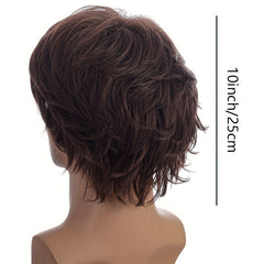 Men's Brown Short Synthetic Hair Wig for Parties