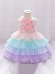 Baby Girls Flower Mesh Sleeveless Dress