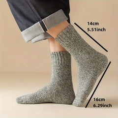 5 Pairs Men's Crew Socks Solid Warm Casual Breathable Thickened Winter Socks