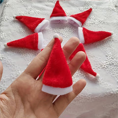 10pcs Mini Christmas Hats 2.36in Wide 3.9in High Red Wine Party Decorations
