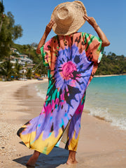 Tie Dye Bat Sleeve Cover Up Dress