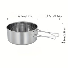 304 Stainless Steel Camping Cutlery Foldable Handle Bowel