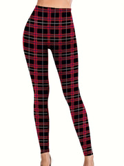 Plaid Print High Rise Stretch Leggings