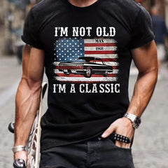 American Flag Classic Car T Shirt 3D Print Active Stretch Tee