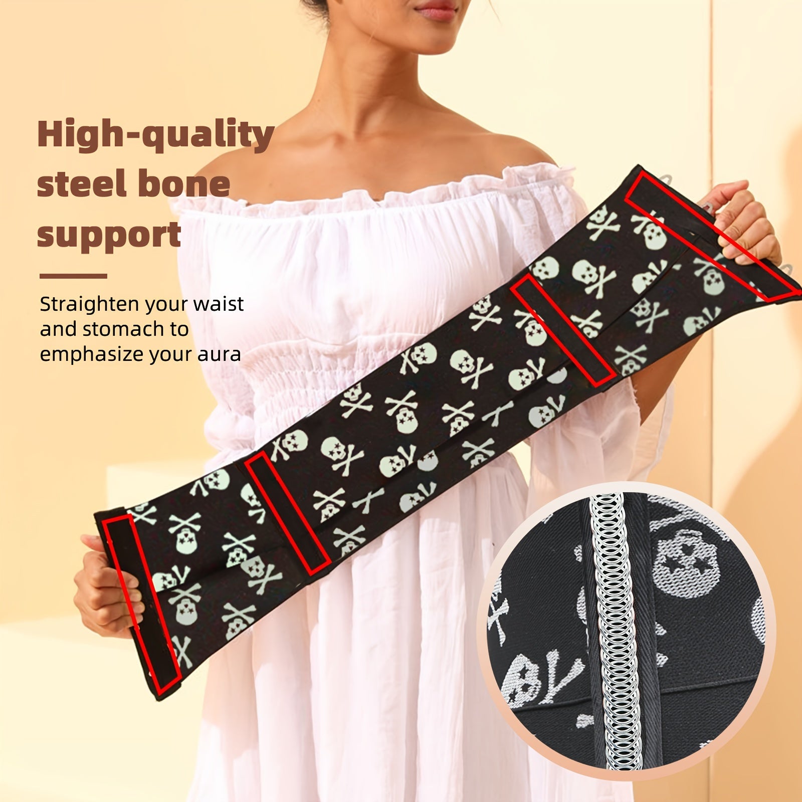 Women's Halloween Skull Pattern Waist Trimmer Tummy Control Belt