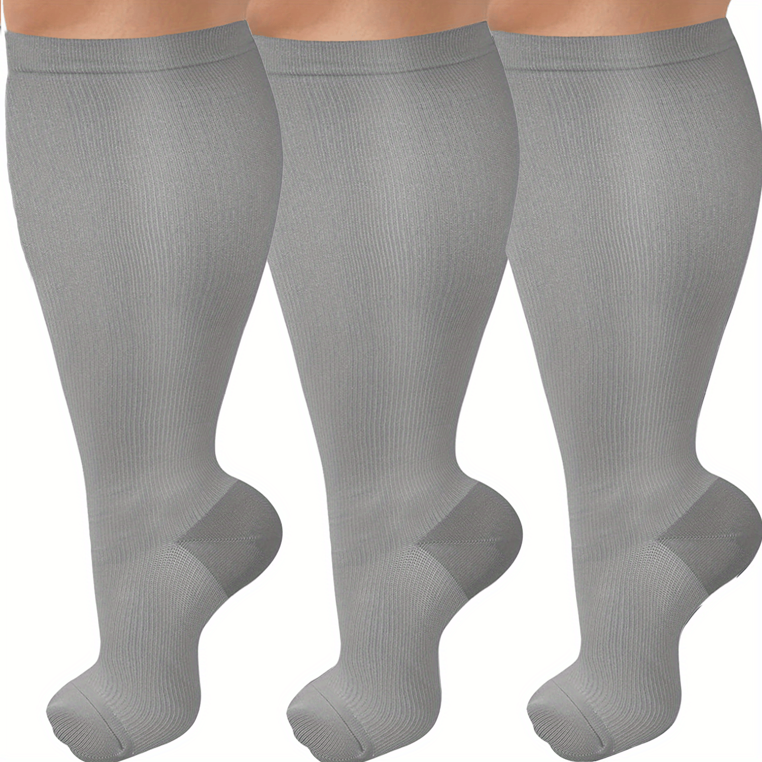 Copper Compression Socks 20-30 mmHg Plus Size Knee High Sports Running Cycling