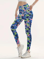 Colorful Tummy Control Fitness Pants With Pocket High Waist Sports Leggings