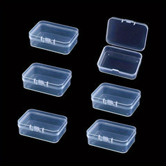 6pcs Rectangular PP Plastic Box Portable Organizer Hinged Lid Storage Box