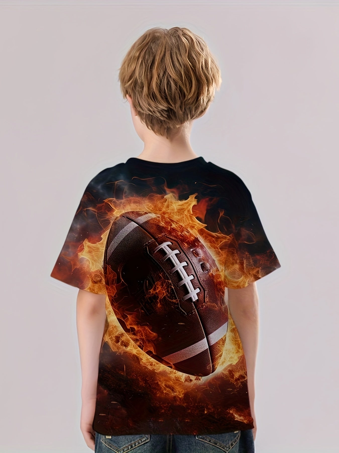 Flame Rugby 3D Print T Shirt Tees For Kids Boys Casual Short Sleeve T Shirt