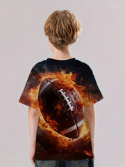 Flame Rugby 3D Print T Shirt Tees For Kids Boys Casual Short Sleeve T Shirt
