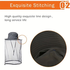 Sunscreen Bucket Hat with Veil Mosquito Insect Repellent for Outdoor Activities