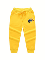 Boys Excavator Sweatpants Long Pants Drawstring Waist