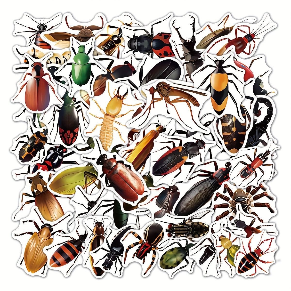 50pcs Insect Cartoon Phone Case Sticker PVC Waterproof Self adhesive Stickers