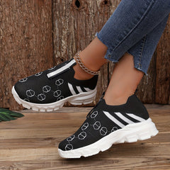 Women's Geometric Lace-Up Running Shoes Breathable Sports Sneakers