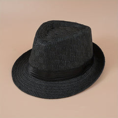 Vintage Fedora Cap Straw Sun Hat Lightweight Breathable Trilby Hats