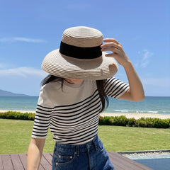 UV Protection Straw Sun Hat Wide Brim French Style