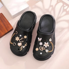 14Pcs Rhinestones Flowers Shoe Charms for Girls Women Chain Shoe Charms