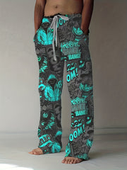 Comics Style Fluorescent Hooded Man Pants