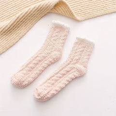 4 Pairs Fuzzy Floor Socks, Comfy & Warm Mid Tube Socks, Women's Stockings