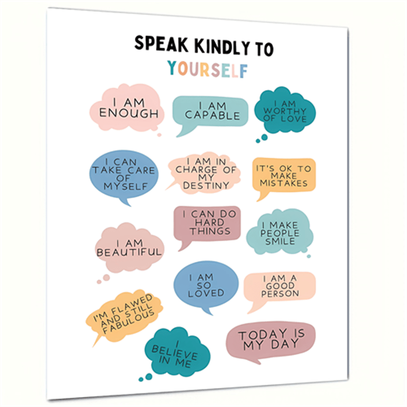 Positive Affirmations & Feelings Poster for Therapy Office Decor