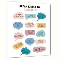 Positive Affirmations & Feelings Poster for Therapy Office Decor