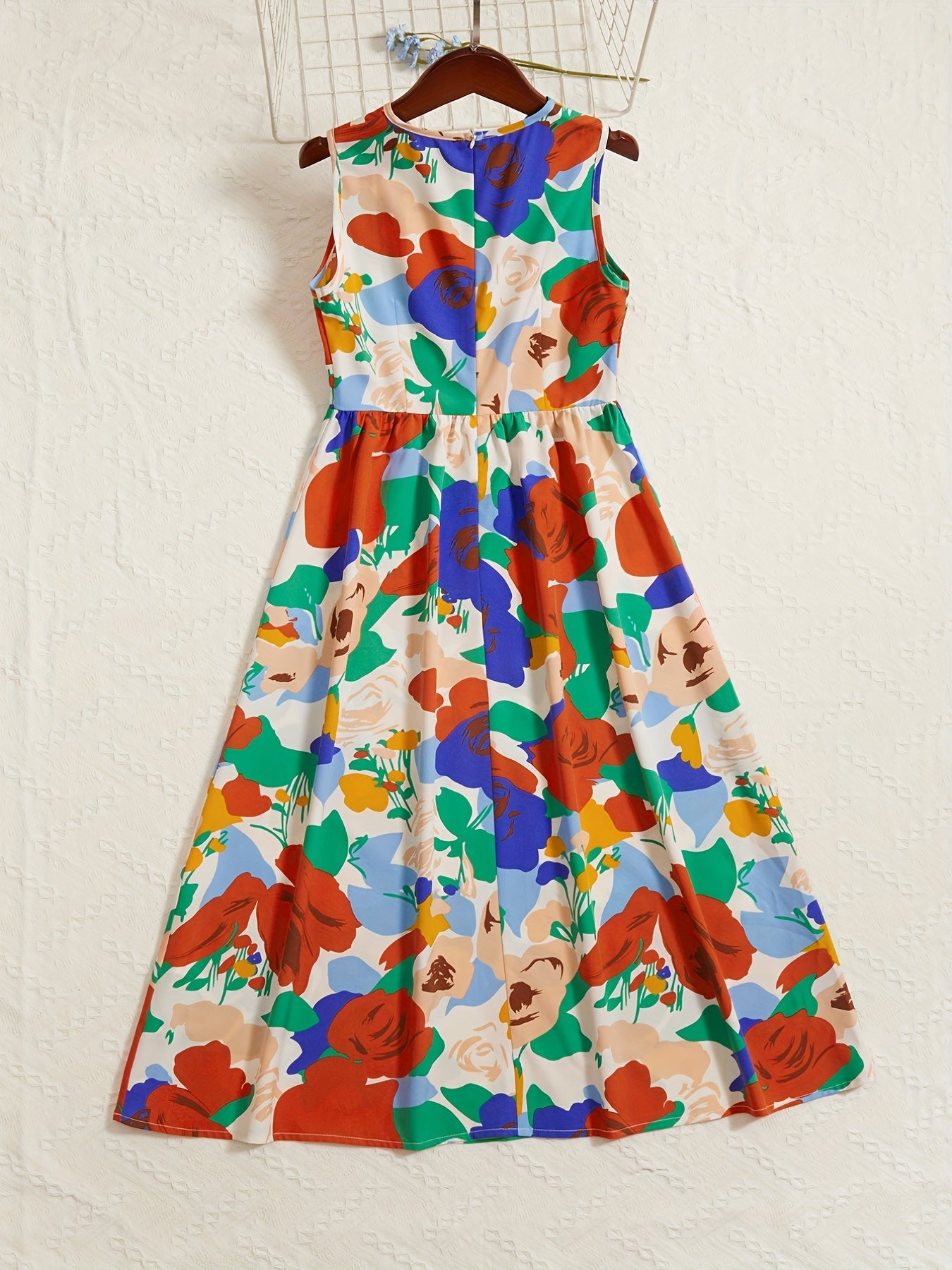 Girls' Floral Print Sleeveless Tunic Dress For Vacation