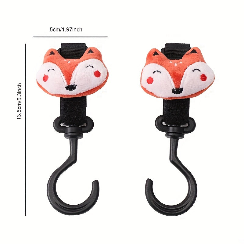 2pcs Animal Fruit Hook and Loop Stroller Hooks for Baby Car