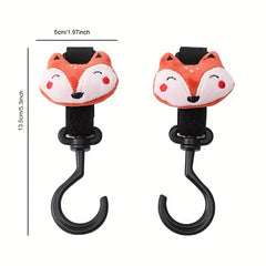 2pcs Animal Fruit Hook and Loop Stroller Hooks for Baby Car