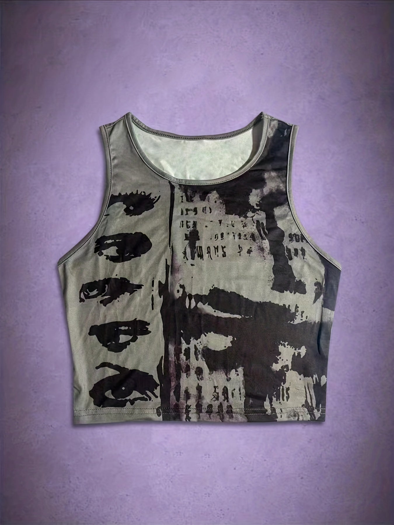 Abstract Print Crop Tank Top for Women