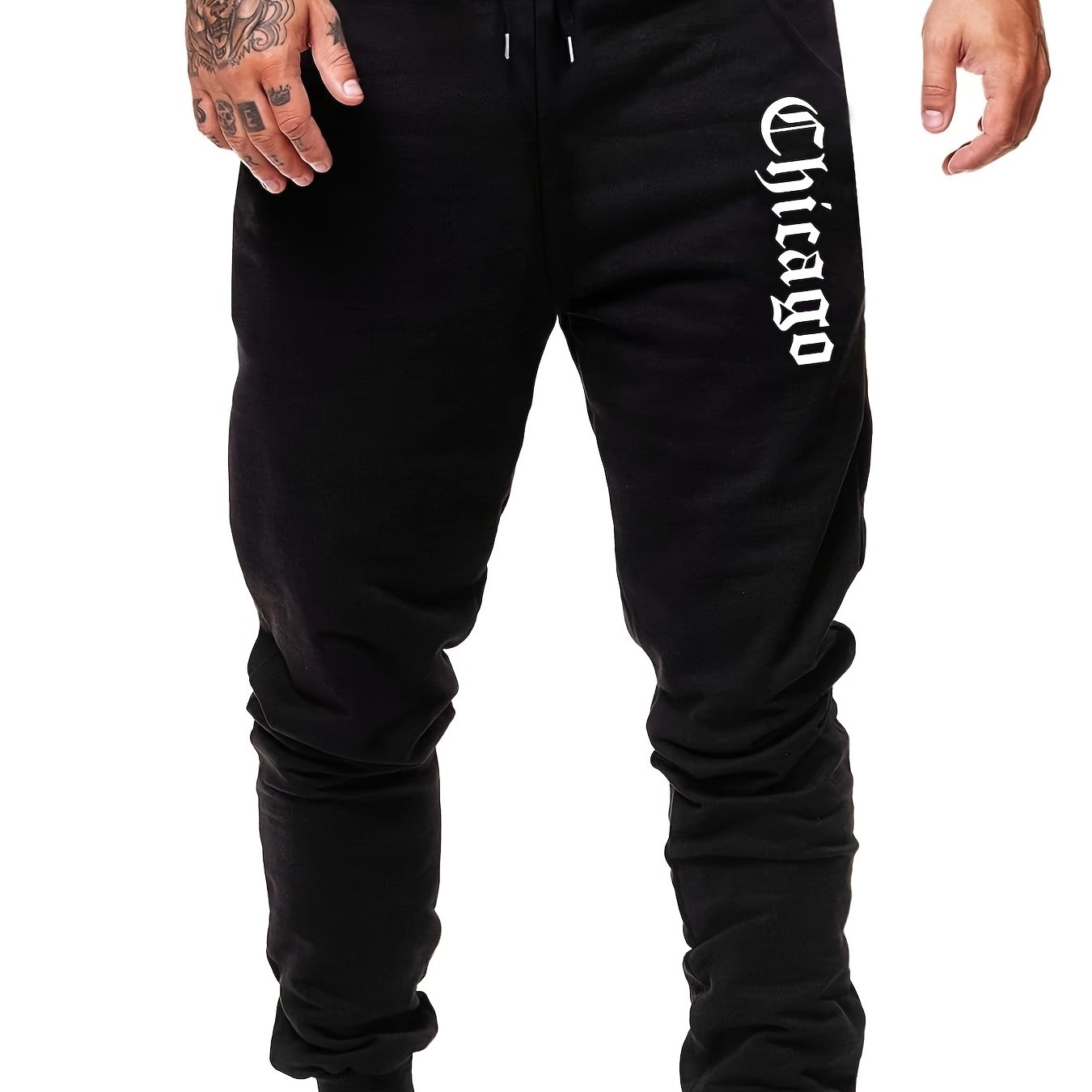 Men's Chicago Print Joggers Pants for Spring