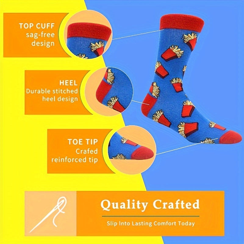 4 Pairs Funny Colorful Novelty Crew Socks for Men Women