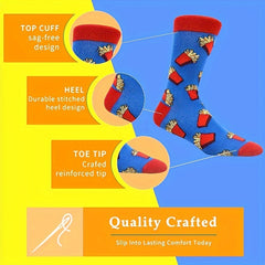 4 Pairs Funny Colorful Novelty Crew Socks for Men Women
