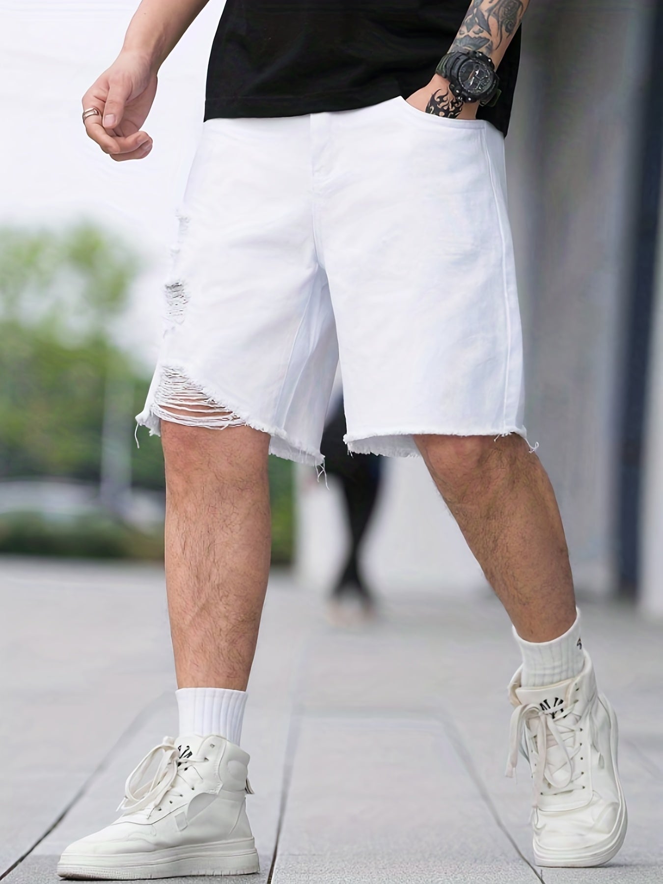 Men's Loose Fit Denim Shorts for Summer