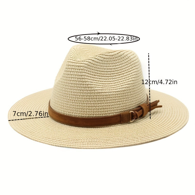 Summer Fedora Straw Hat Wide Brim Beach Vacation