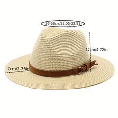 Summer Fedora Straw Hat Wide Brim Beach Vacation