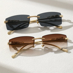 2pcs Metal Rimless Casual Sunglasses for Everyday Wear